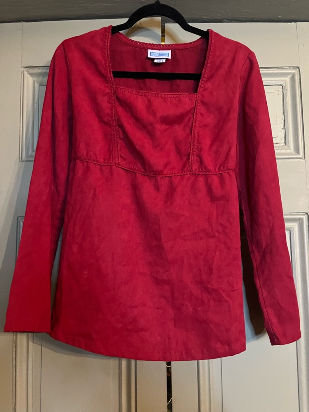 Baby and me maternity Red Square-Neck Long Sleeve Top